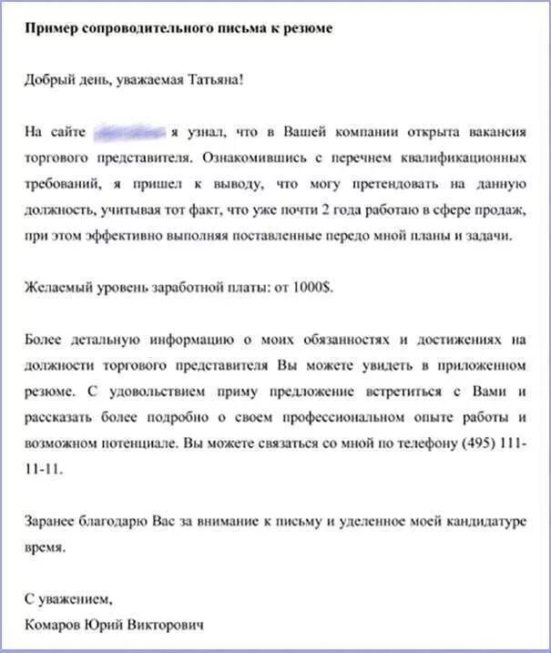 Ошибки в сопроводительном письме