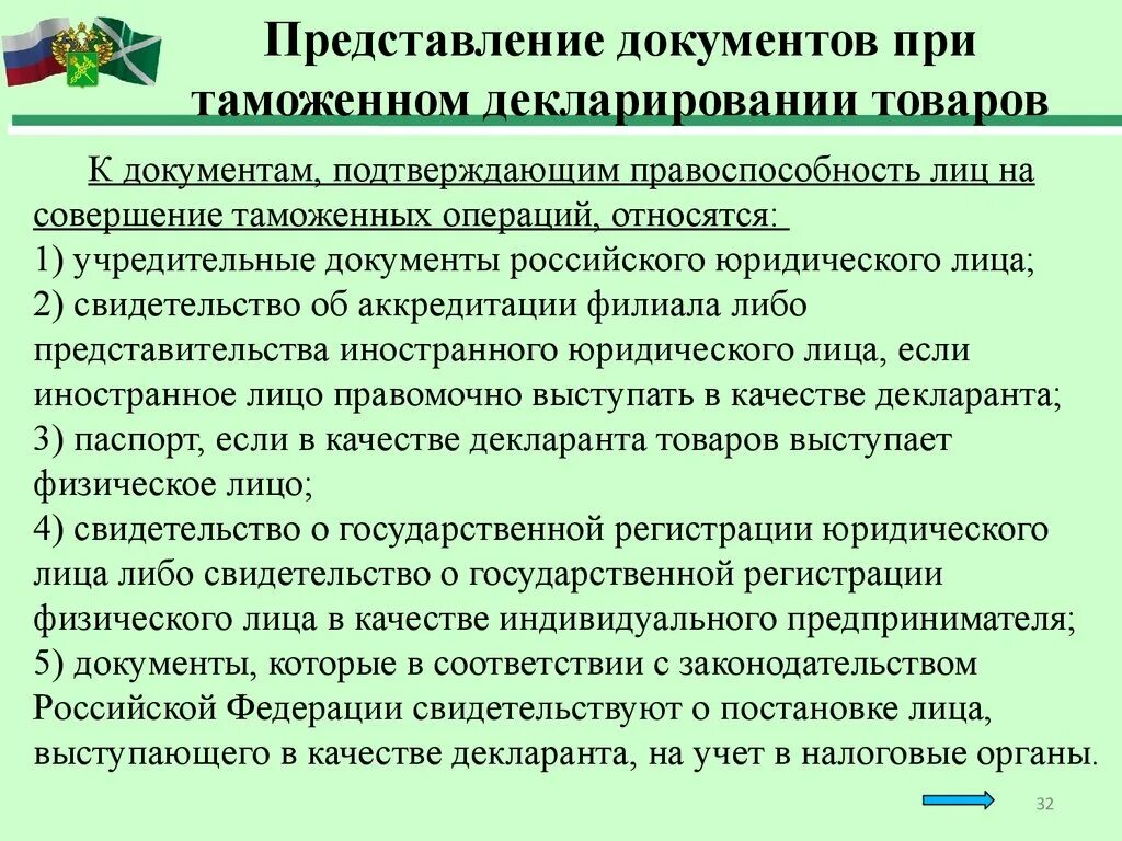 Документ на совершение операций. Документ подтверждающий правоспособность юридического лица это. Таможенное декларирование товаров. Что относится к таможенным документам. Таможенная правоспособность.