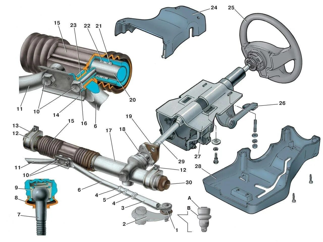 Как крепится рулевая рейка. Рулевой механизм ВАЗ 2115. Детали рулевой колонки ВАЗ 2114. Рулевое управление ВАЗ 2114 рулевой механизм. Рулевое управление ВАЗ 2110.