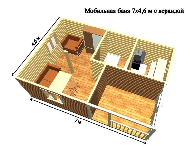 Секционная баня мобильная - Бытовка 6х2,3м от 139200 рублей - купить в Москве. Д