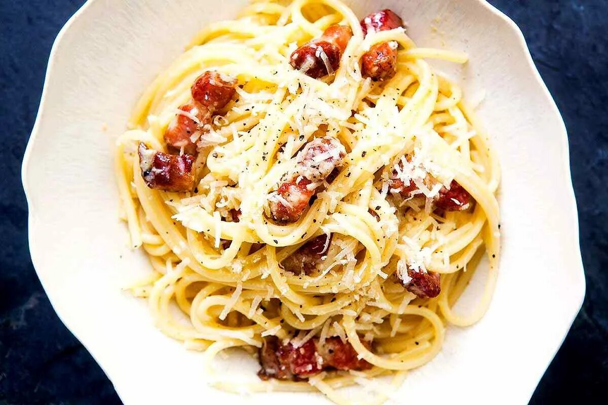 Итальянская паста карбонара. Паста карбонара «pasta alla carbonara». Паста фетучини карбонара. Спагетти карбонара. Паста карбонара.