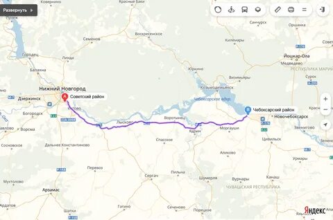 Лысково чебоксары расстояние
