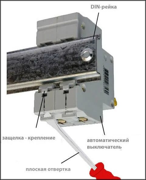 Крепление автоматического выключателя