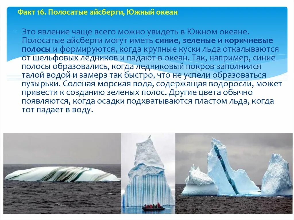 Айсберг в океане текст. Южный океан айсберги. Полосатые айсберги. Презентация на тему айсберги. Айсберги интересные факты.