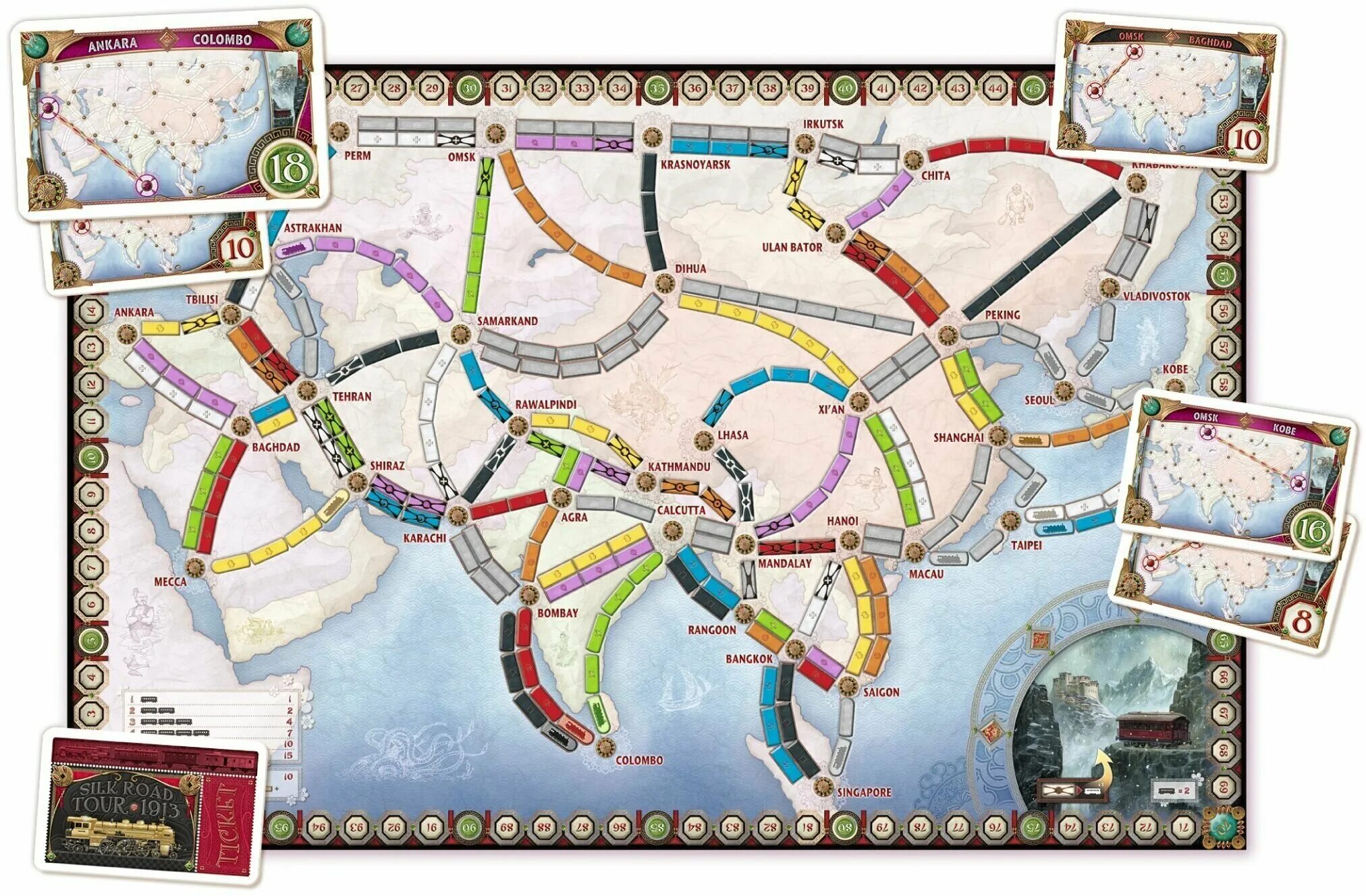 Ticket to ride карты. Карта игры ticket to ride азия. поле тикет ту райд.