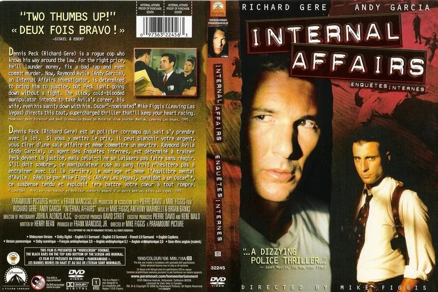 Internal affairs перевод на русский. Внутреннее расследование 1990 Гарсиа. Andy Garcia 1990. DVD 1990.