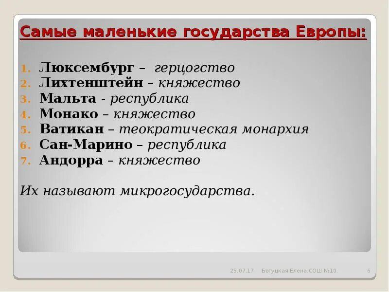 Самые маленькие страны Европы. Самое маленькое государство. Мелкие государства