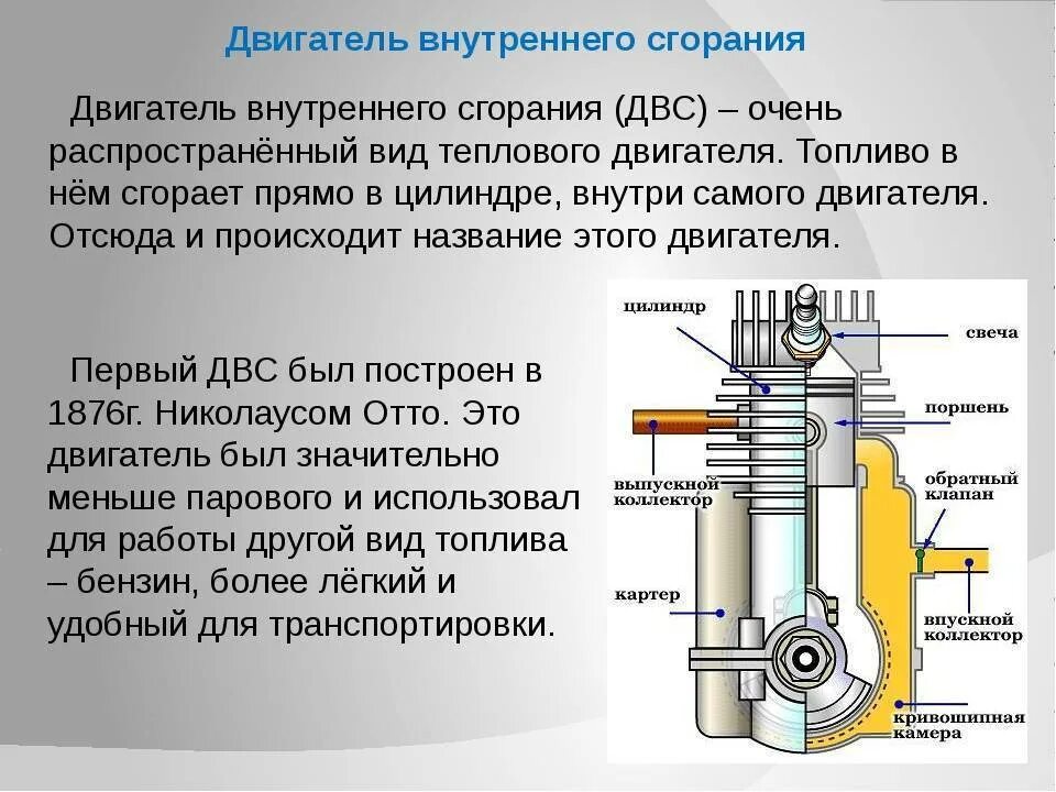 ДВС физика 8. Как работает ДВС физика 8. Устройство ДВС 8 кл физика. Принцип работы ДВС физика.