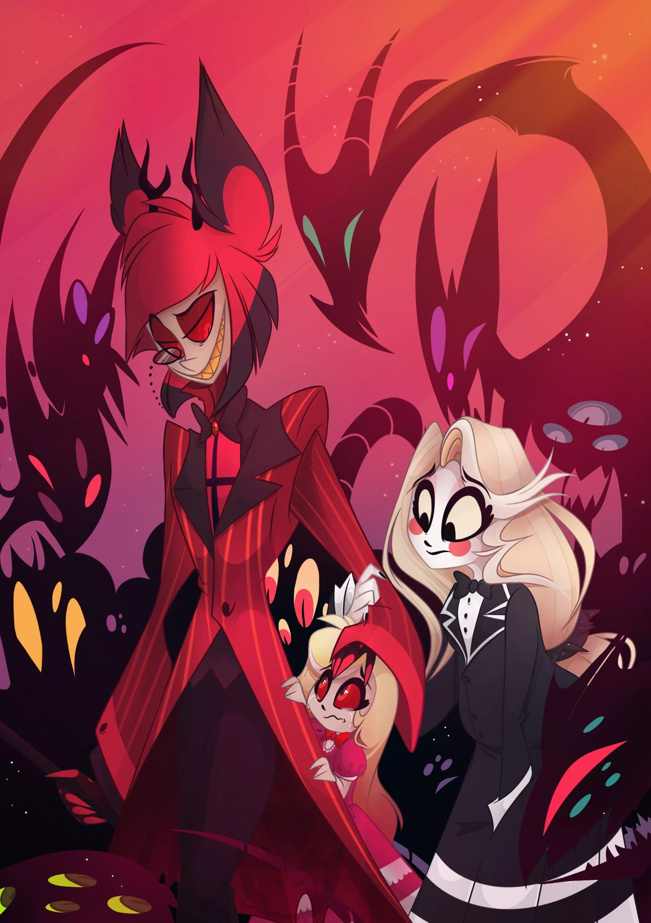 Charlie hazbin alastor. Hazbin hotel аластор и чарли. hazbin hotel семья чарли. отель хазбин дети чарли и аластора.