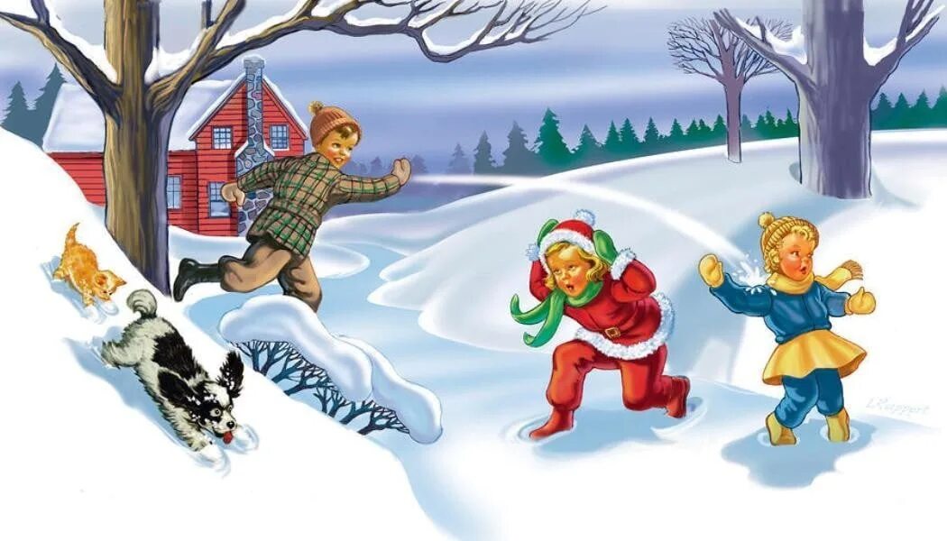 Прятки догонялки заморозки. Дети играют в снежки. Зимние забавы. Зимние игры для детей. Зима дети играют в снежки.