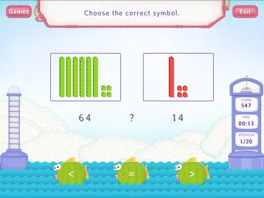 Compare numbers Kids game. Numbers comparison
