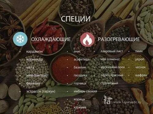 Холодные специи. Согревающие продукты по аюрведе. Аюрведа охлаждающие и согревающие продукты. Согревающие и охлаждающие продукты таблица. Согревающие специи по аюрведе.