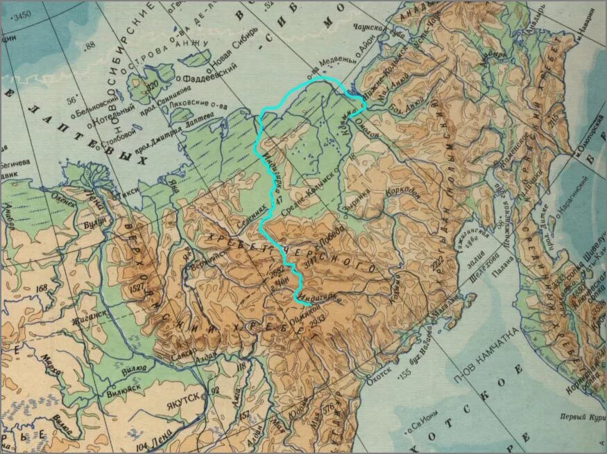 Бассейн реки Индигирка. Река Индигирка на карте России физической.