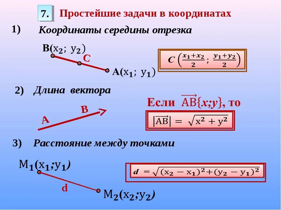 Задачи вектор. Координаты середины отрезка формула. Векторы операции над векторами координаты вектора. Формула нахождения координат вектора.