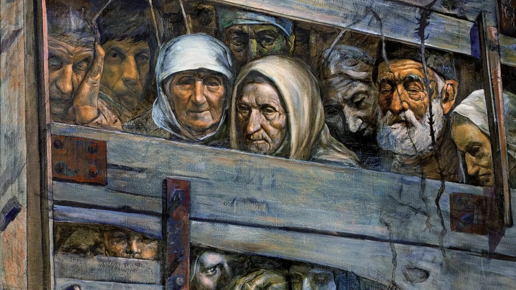 Картины Рустема Эминова депортация. Депортация вайнахского народа 23 февраля 1944. Депортация ингушского народа 1944.