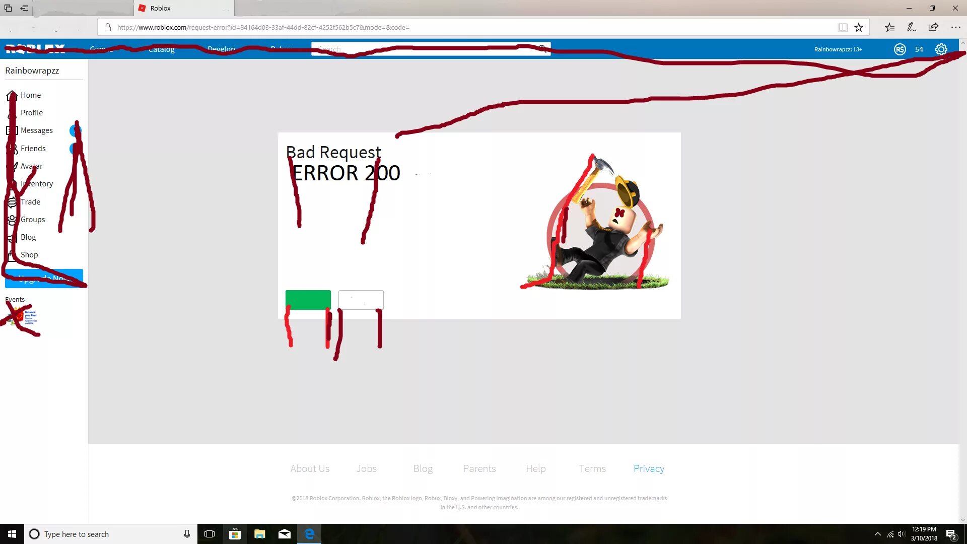 Опасные ошибки в роблоксе. Ошибка 400 РОБЛОКС. Bad request Roblox. Ошибки в РОБЛОКСЕ. Error 666 РОБЛОКС.