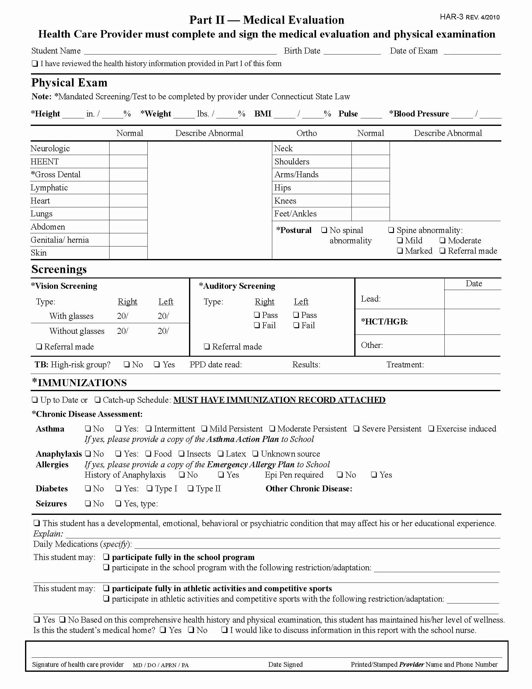 Physical examination. Physical form. Medical evaluation. Skills assessment. Foreigner physical examination form china.