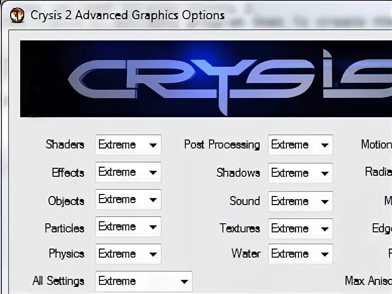 Advanced graphic. Crysis 2 advanced graphics options application настройка минимальные. graphics options. минимальные настройки крайзис 2 в advanced graphics options. crysis 2 advanced graphics options не выставляются настройки на минимум.