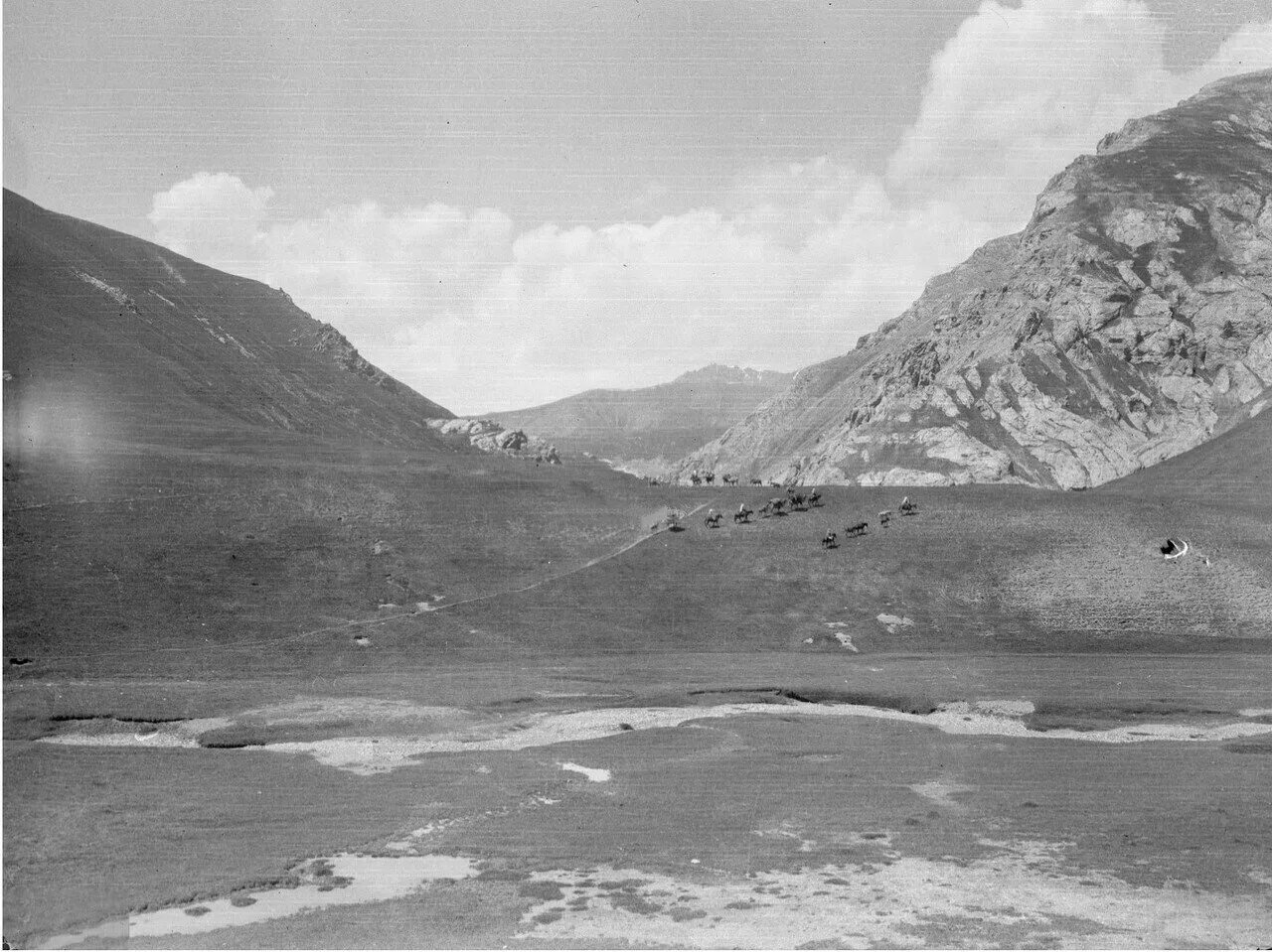 Село караван. Азиатская Экспедиция Маннергейма 1906-1908. Киргизия село Караван. Чон Алайская провинция. 1901 Год Киргизия Алай.