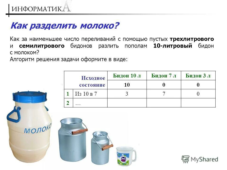 Разделить два ведра. Бидон для молока. Бидон для воды 5-6 литров. Емкость молочных БИДОНОВ. Задачи по молоку.