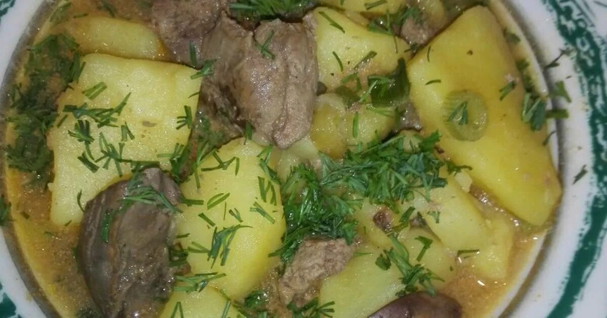 Рецепт картошки с куриной печенью