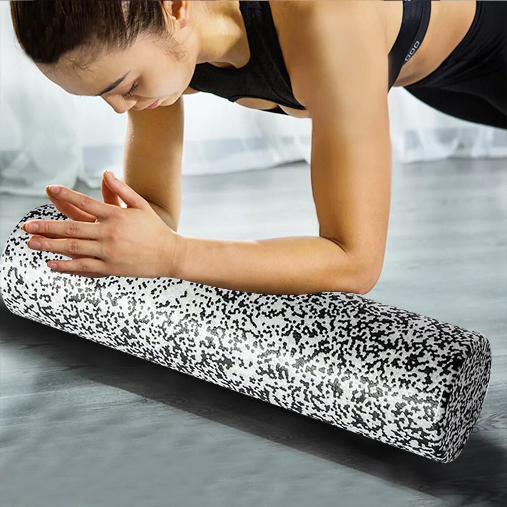 Массажный ролик для йоги и фитнеса Foam massage Roller. Ролик массажный для фитнеса и йоги МФР 45*15 см. Миофасциальный ролл. Валик для фитнеса ЭВА 30.