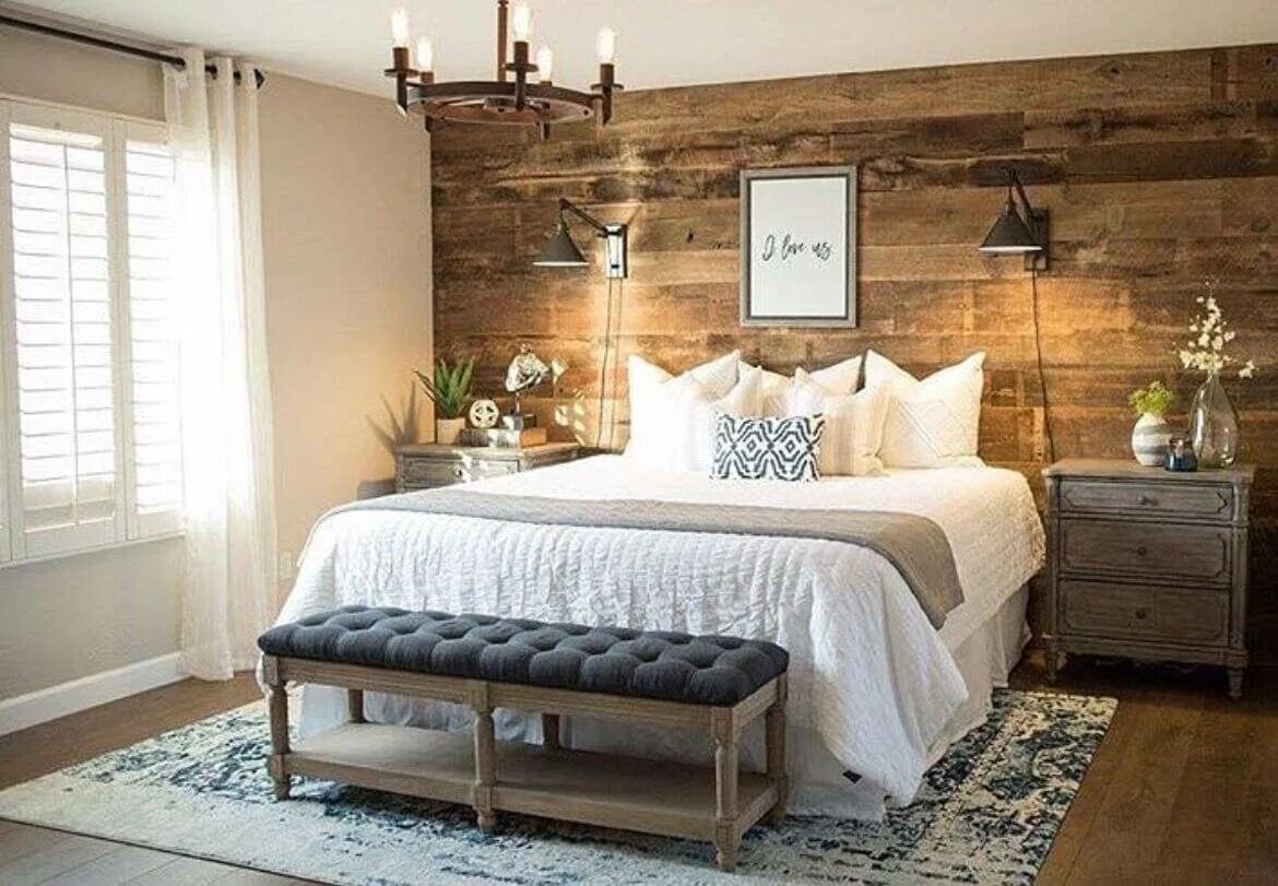 Как оформить спальню в стиле. Спальня в стиле фармхаус. rustic wood decor спальня. спальня в стиле хьюго. сканди кантри спальня.