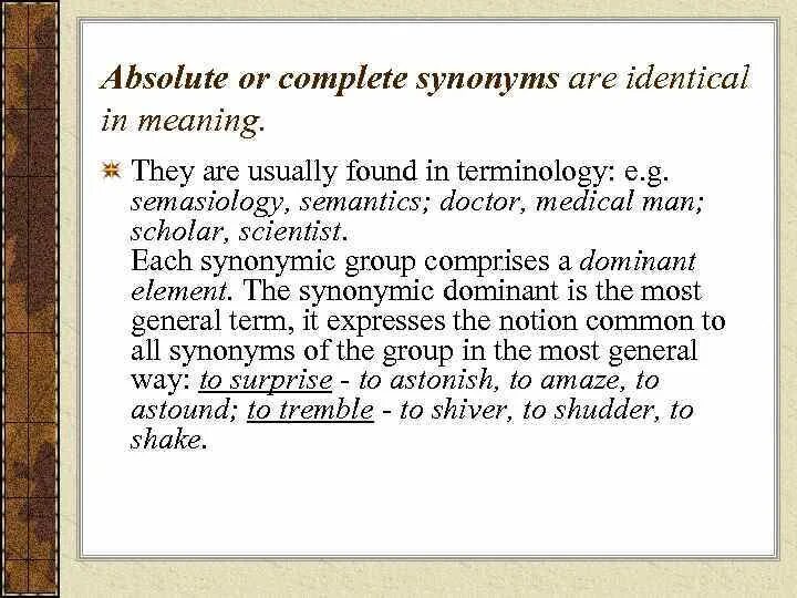 The wealth of existing synonyms means that. Absolute synonyms. classification of synonyms. types of synonyms. absolute synonyms examples.