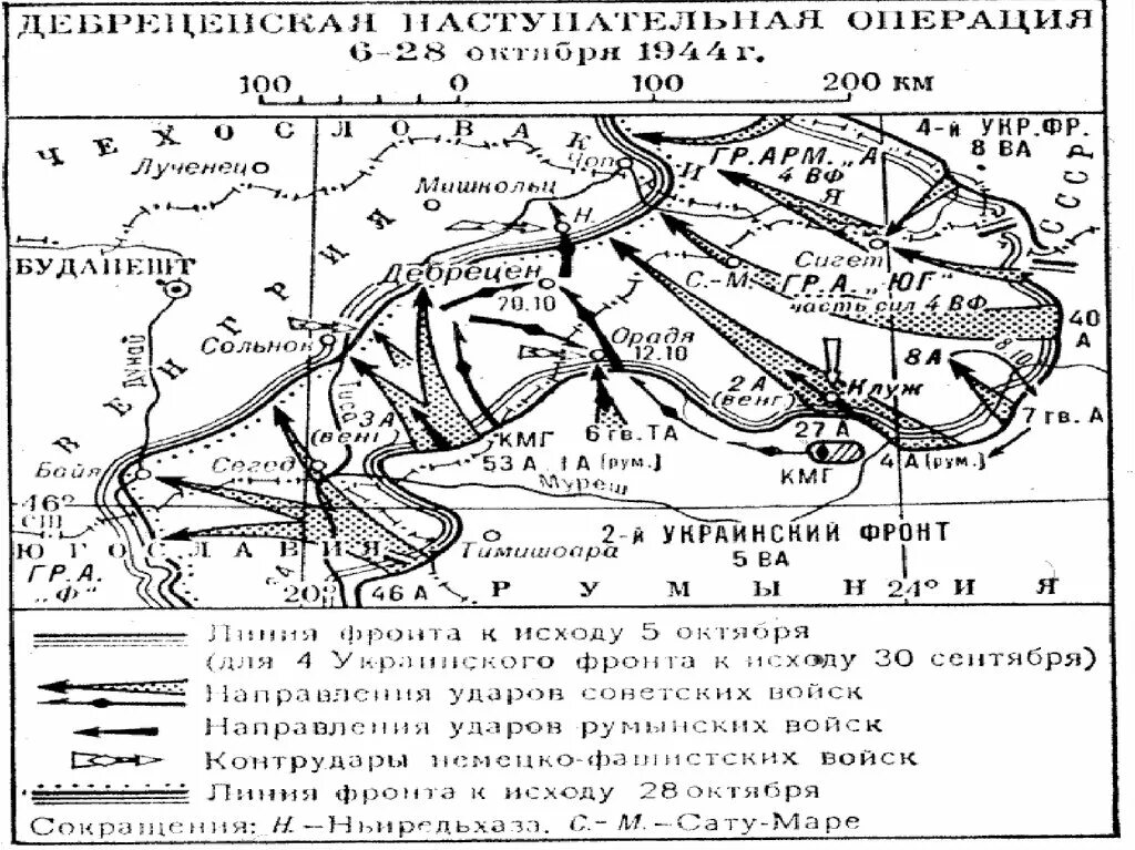 Операции 1944 года 10 сталинских ударов. Десять сталинских ударов 1944 карта. Наступательные операции 1944 таблица. Дебреценская операция 1944.