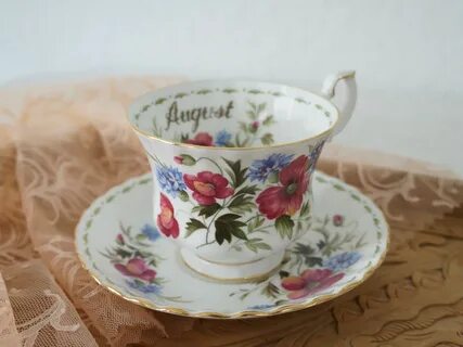 Vintage Royal Albert August Poppy Bone China Cup & Saucer Flower of the...
