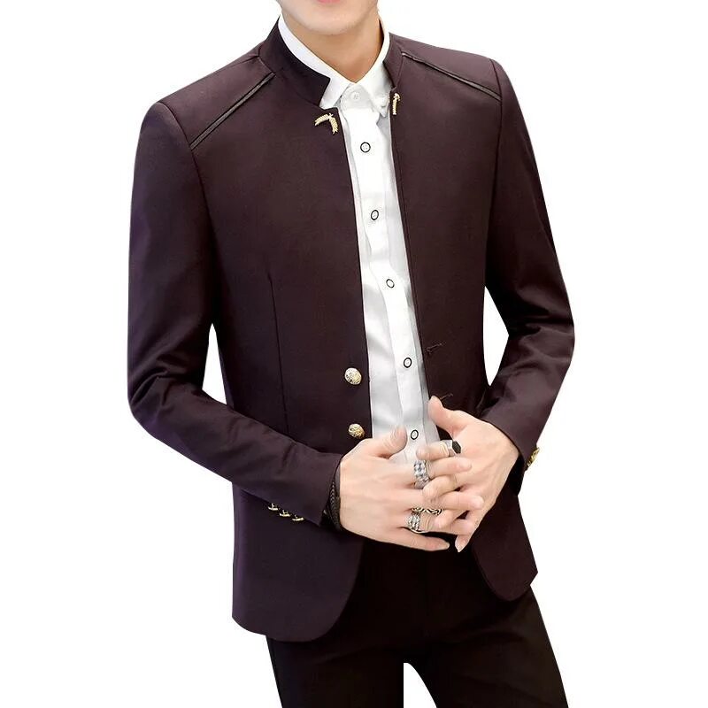 Блейзер однобортный воротник стойка мужской. Mens Slim New Blazer Suit buttons Jacket Stand Collar Business Coat Outwear Tops без пуговиц. Однобортный мужской пиджак блейзер. Пиджак с воротником стойкой мужской. Недорогой стойкий мужской