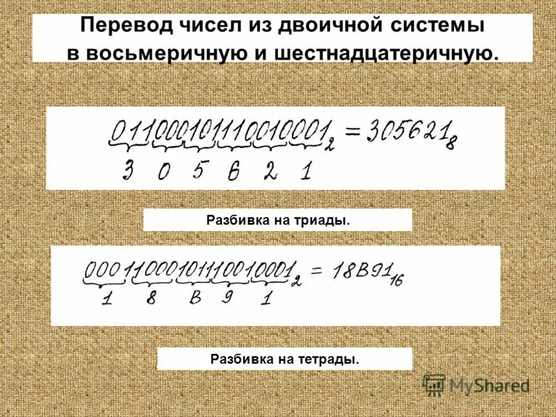 Из шестнадцатеричной в двоичн. Из двоичной в восьмиричеу. Из шестнадцатеричной в восьмеричную систему. Перевести число из двоичной системы в восьмеричную.