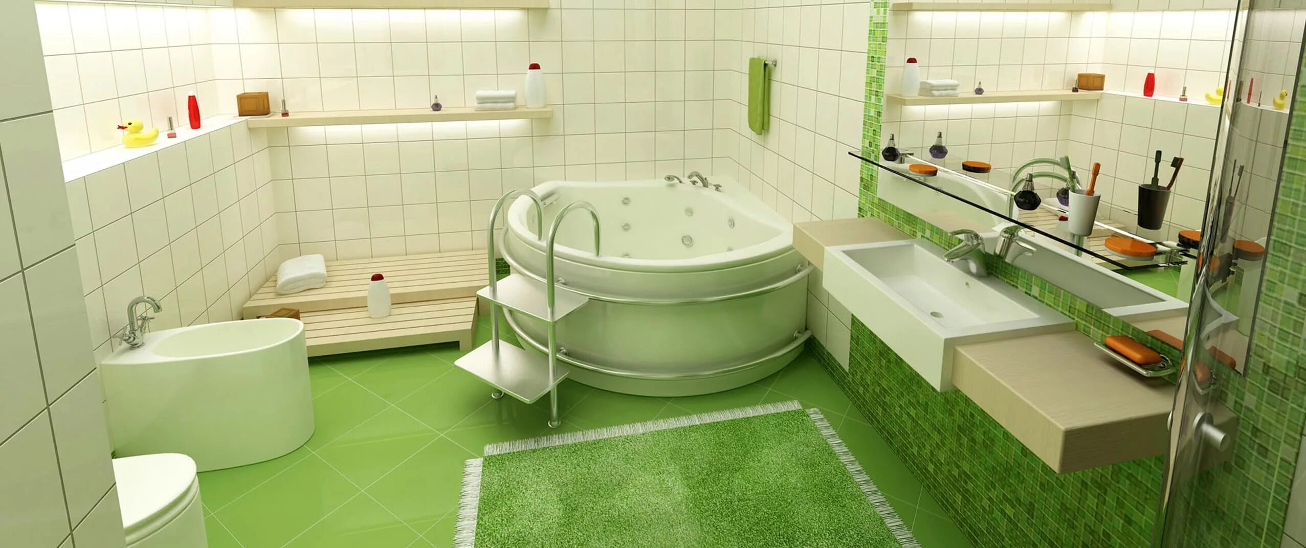Ванная комната. Дизайн ванной комнаты. Ванная после ремонта. Панорама ванной комнаты.