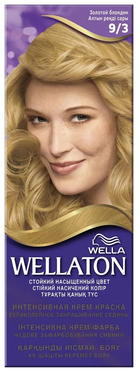 Крем-краска для волос "Wellaton" золотой блондин 9/3. Крем краска Wellaton 3/0. Краска Wellaton 9.3. Веллатон 9/3 золотой блондин.