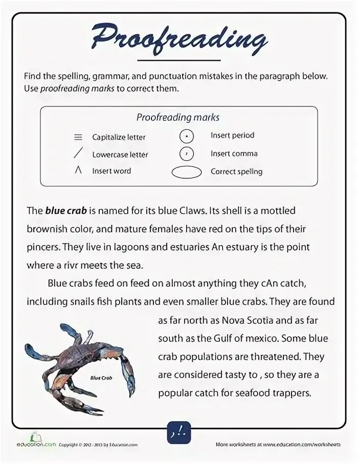 Punctuation mistakes. Spelling and grammar mistakes. proofreading worksheet. the blue book of grammar and punctuation. correct mistakes worksheets.