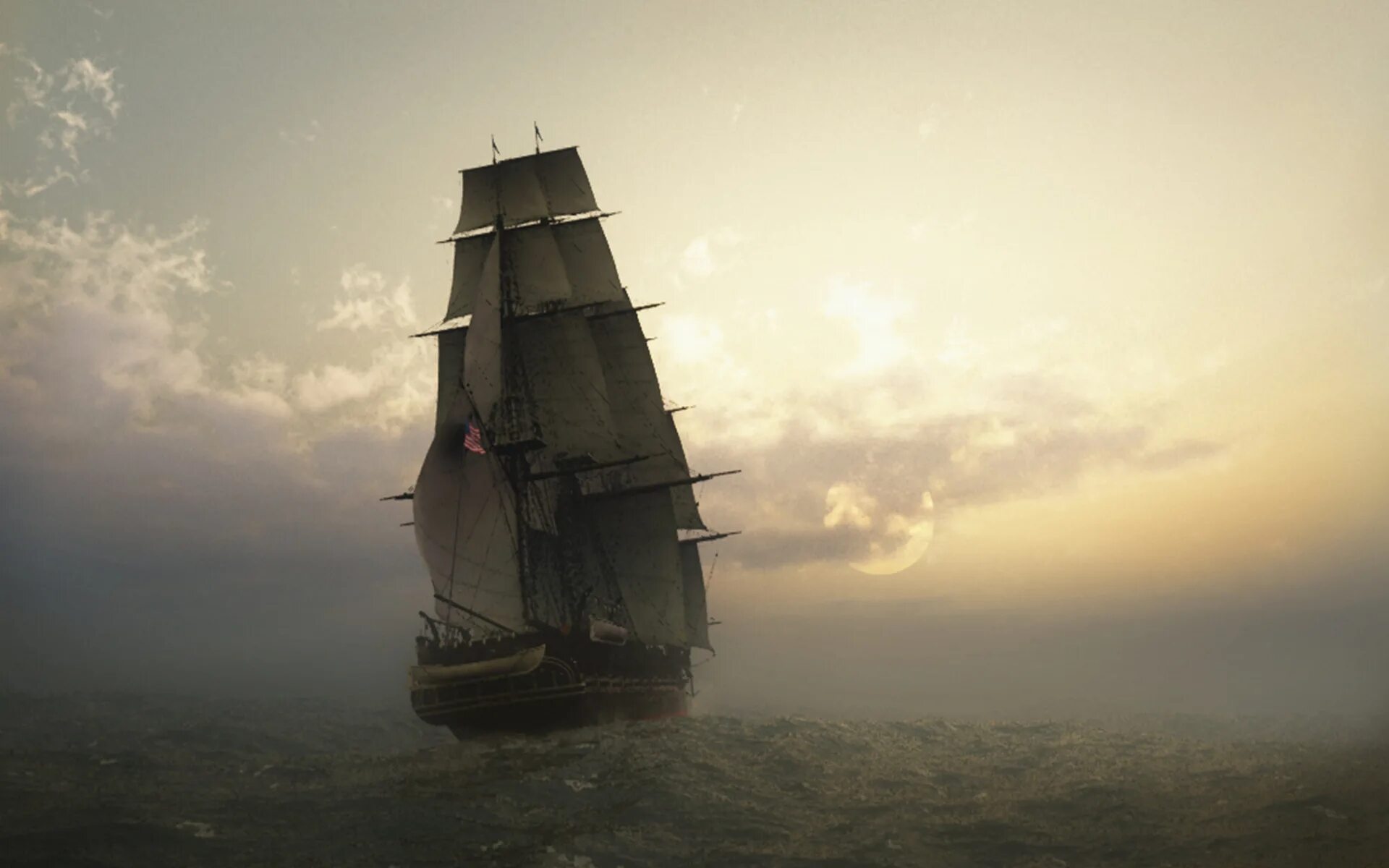 Корабль в тумане. Парусник в тумане. Корабль в море. Парусник в море. Если он на дне лежит судно вдаль