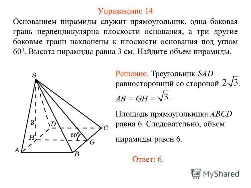 Основанием пирамиды является квадрат одно из боковых