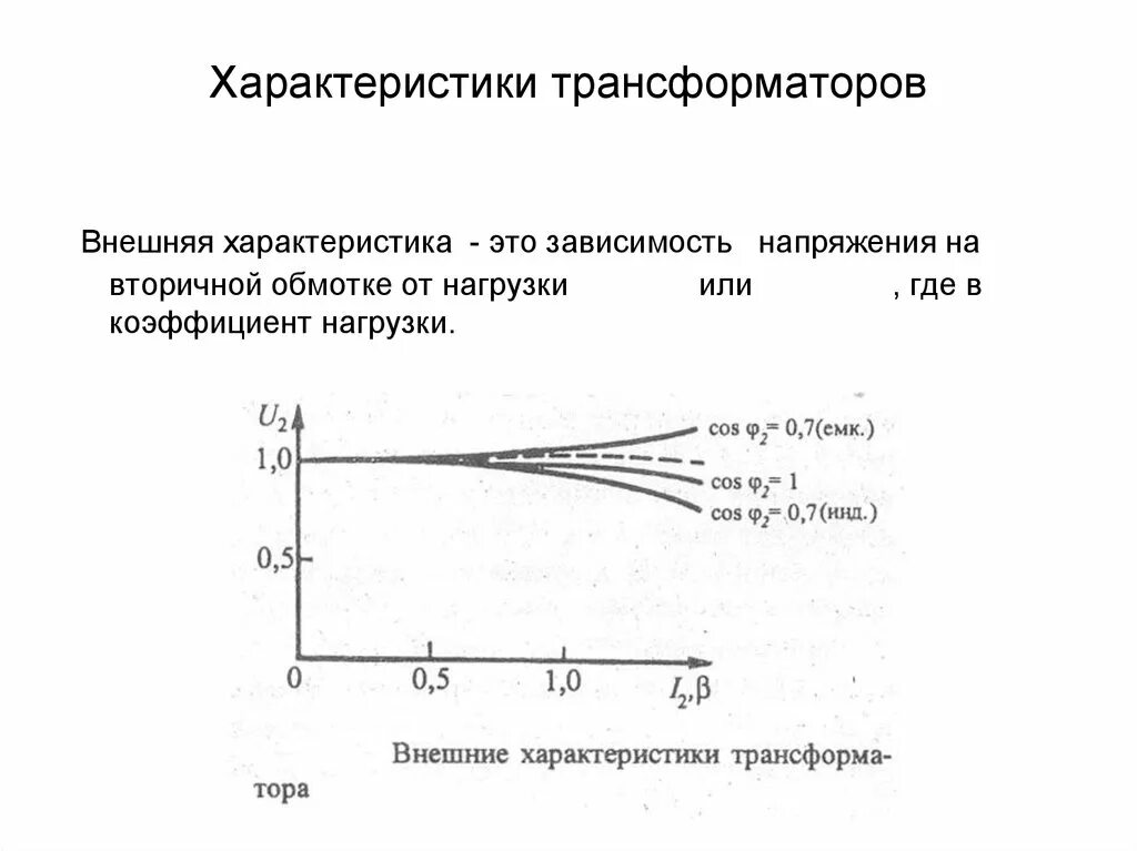 Зависимости трансформатора. Внешняя характеристика однофазного трансформатора. основные характеристики трансформатора. рабочие характеристики однофазного трансформатора. эксплуатационные характеристики трансформатора.