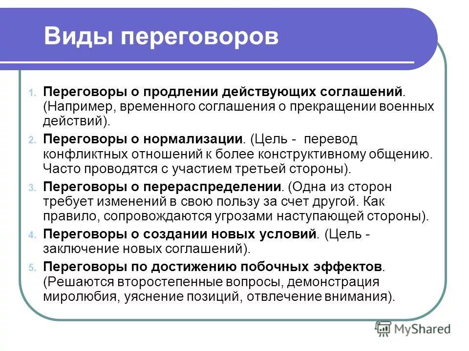 Классификация переговоров