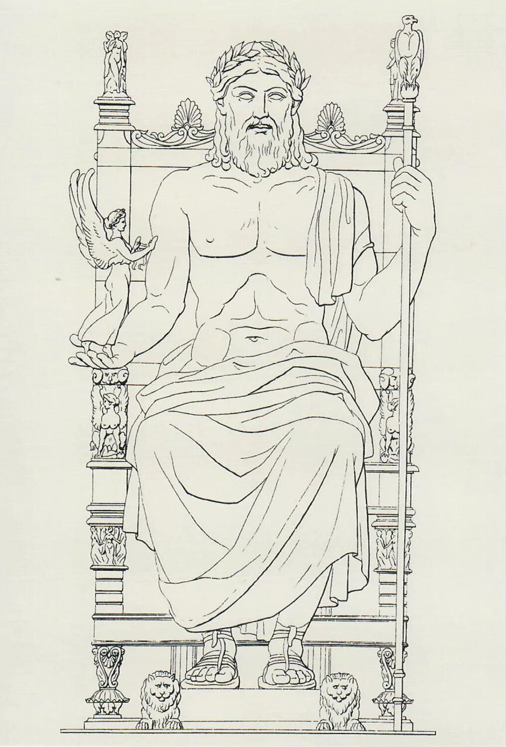 Рисунок бога юпитера. Зевс статуя древняя Греция. Статуя Зевса в Олимпии. Статуя Зевса в Олимпии раскраска. Статуя Зевса в Олимпии нарисовать.