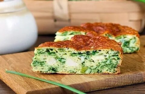 Заливной пирог с сыром и зеленью