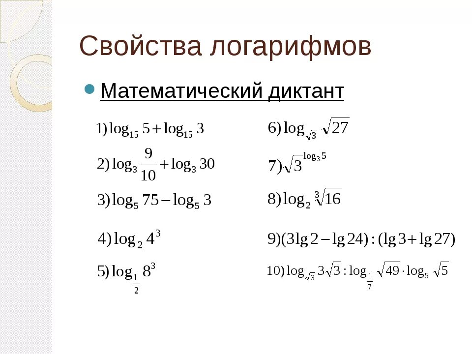 Логарифмы тренажер