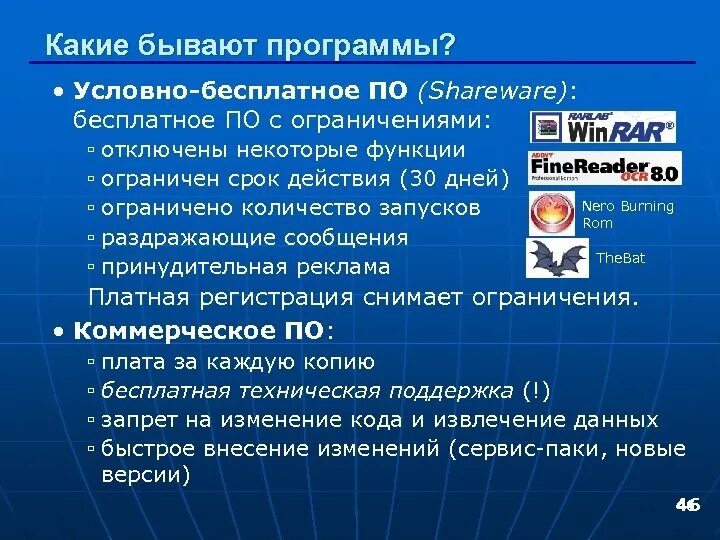 Какого юридического статуса программ не существует. Условно бесплатные программы примеры. Кактетбывают программы. Какие программы являются условно бесплатными. Shareware программы.