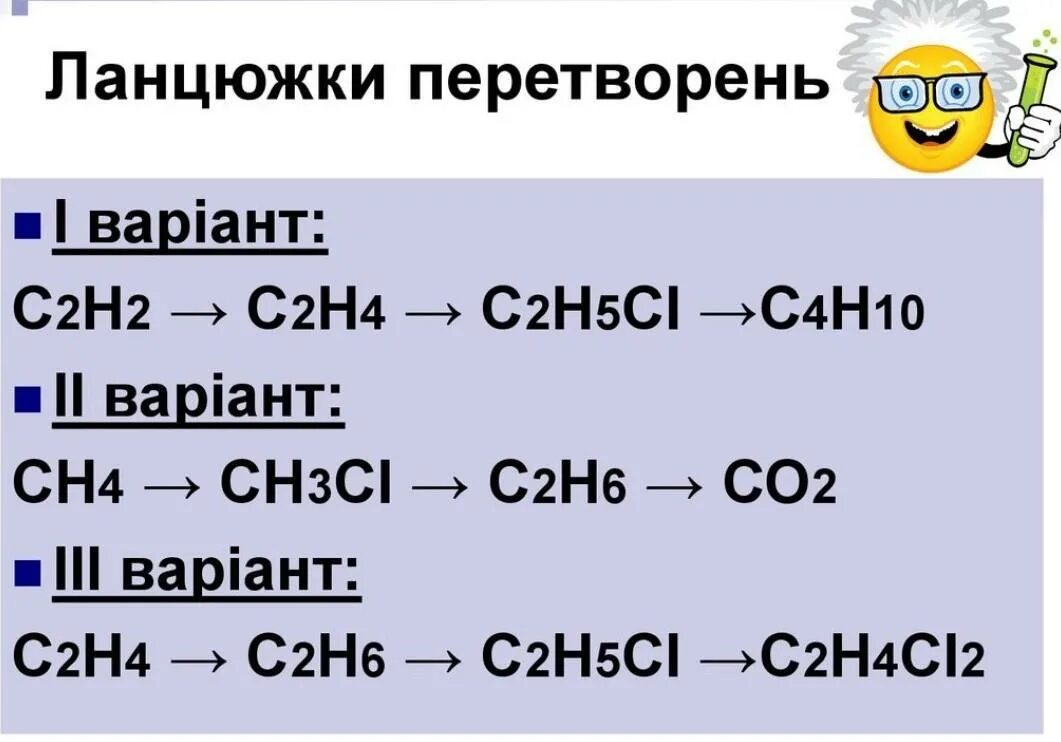Сн4 сн3сl с2н6. С2н2 с2н4. с2н2 н2о. с2н4 с2н4 n. сн4+о2.