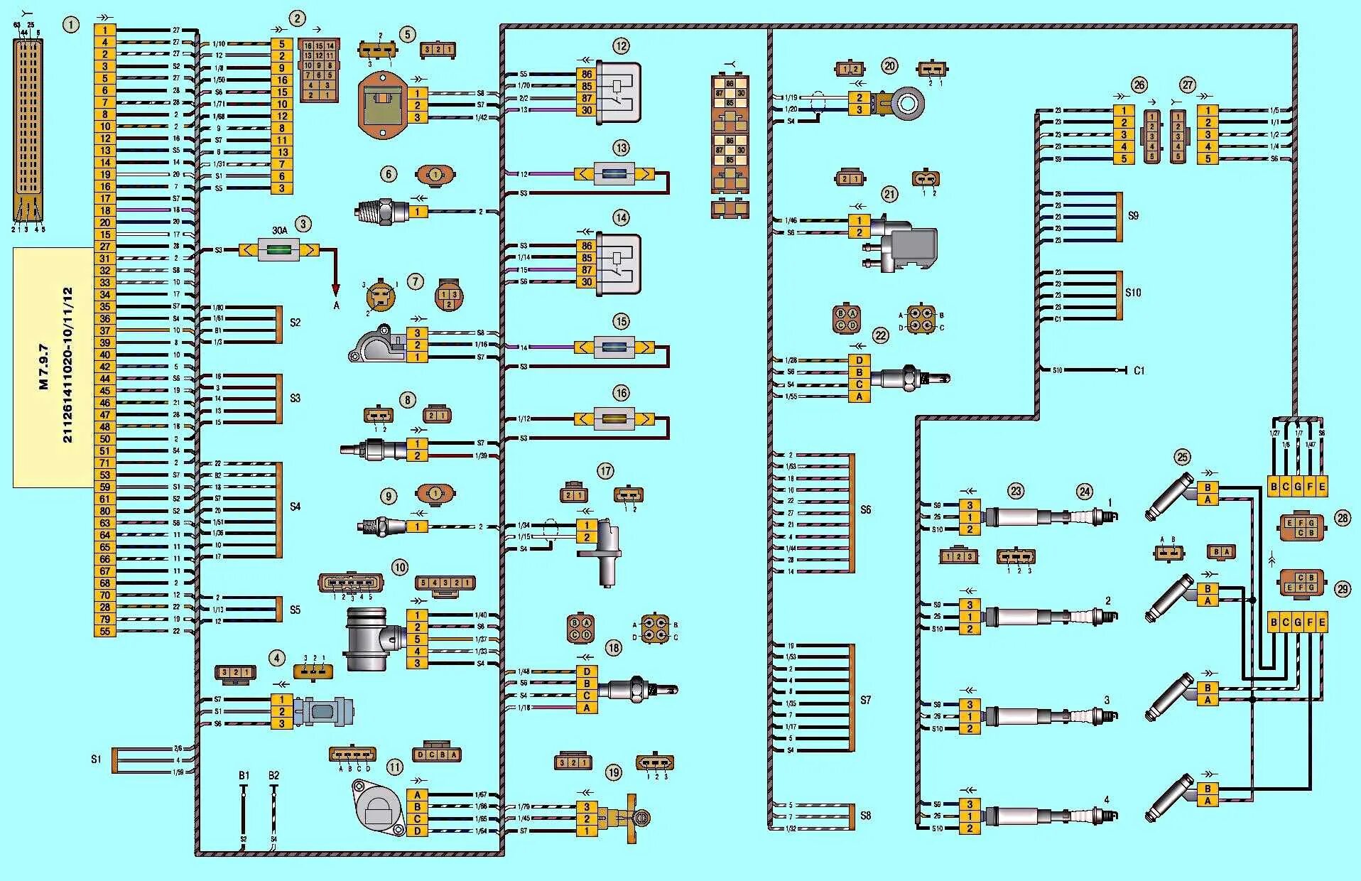 Проводка ваз приора. Схема электрооборудования ВАЗ 2170. Схема электрооборудования Приора 16 клапанов. Схема электрооборудования ВАЗ Приора инжектор 16. Схема электрическая жгута 2170.