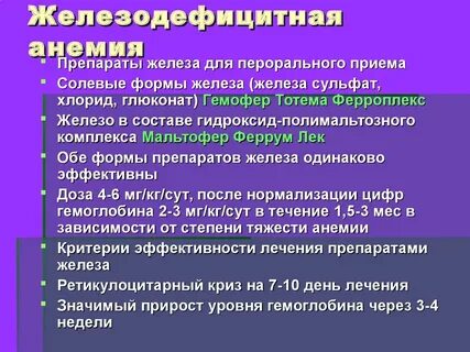 Препараты при железодефицитной анемии у женщин