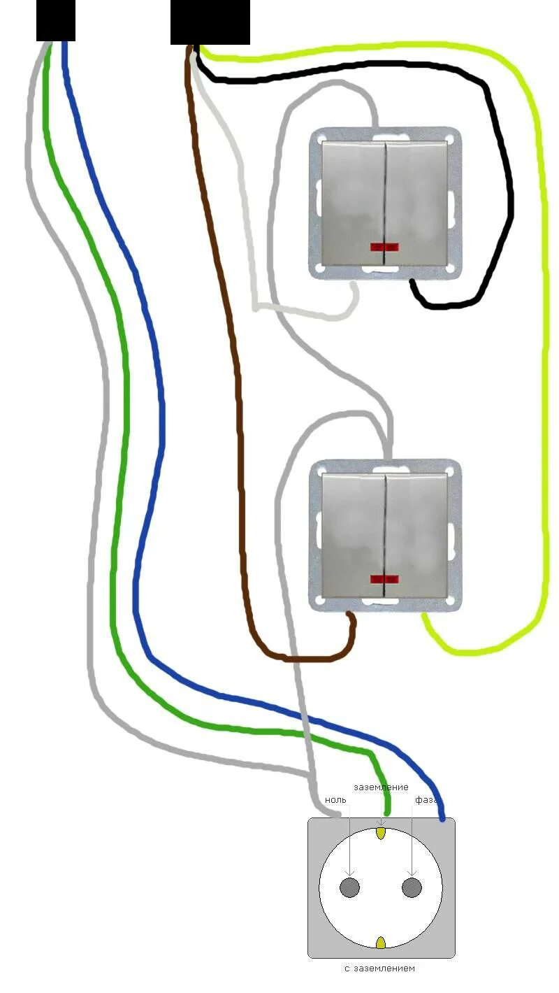 Соединение розетка выключатель. Подключить выключатель от розетки три провода. Схема подключения розетки и выключателя с лампочкой от одного кабеля. Розетка схема подключения 2 провода. Схема подключения выключатель один провод.