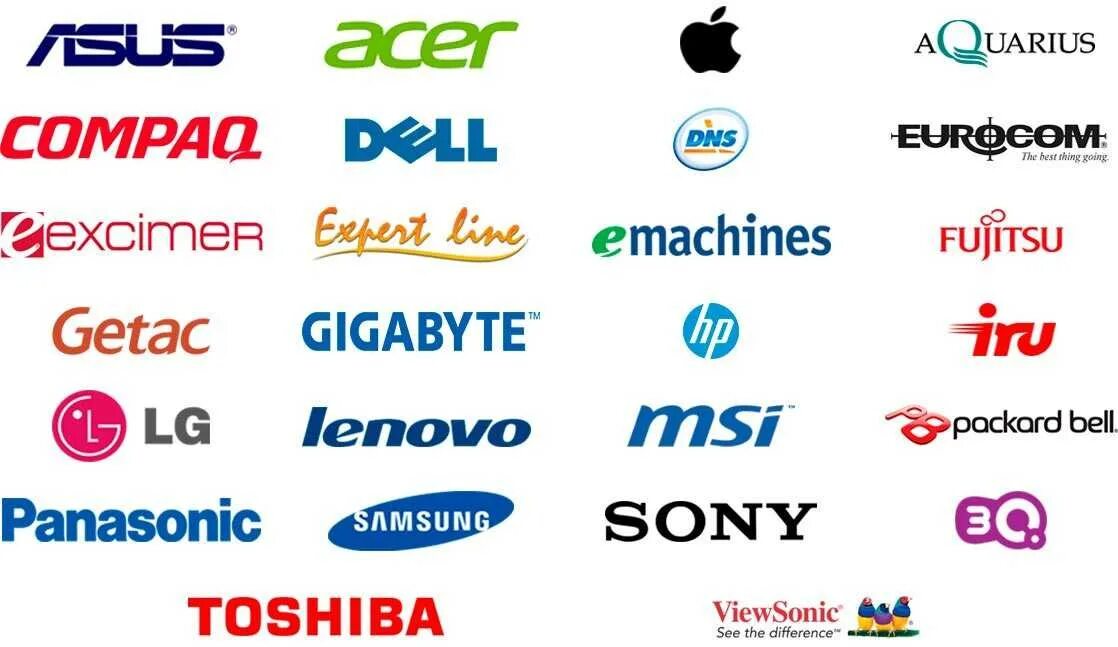 Какие марки ноутбуков. Компьютерные бренды. Марки компьютеров. Бренды ноутбуков. Марка производителя компьютера.