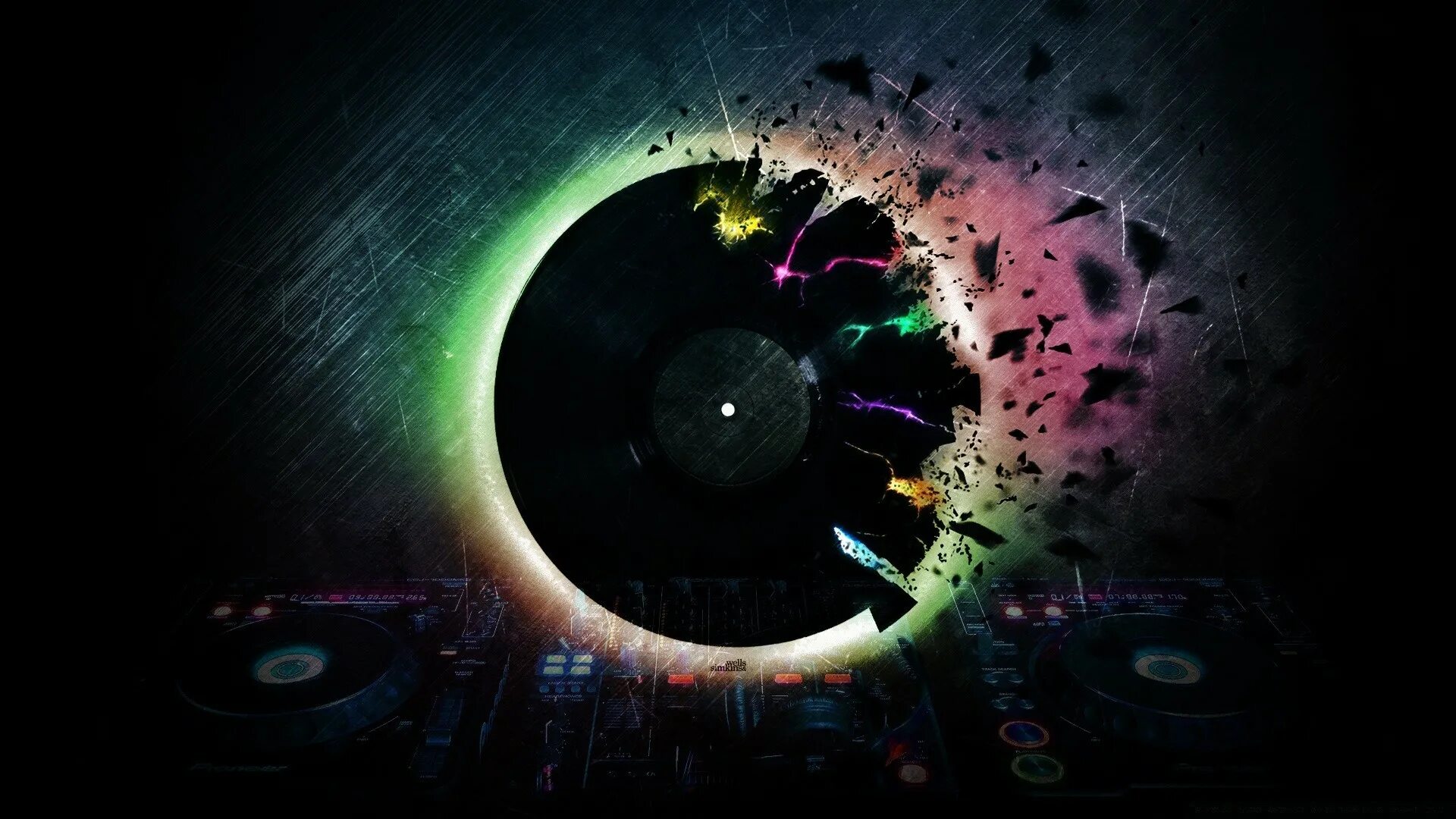 Музыкальные обложки. Сцена концерт. Диджей на концерте. Эквалайзер. Футуризм космос.