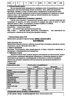 Технологическая карта блюд в школе